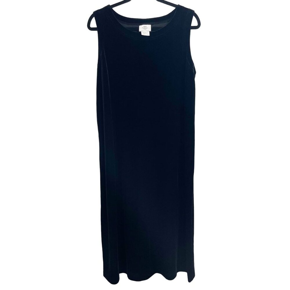 Hot Cotton Woman‎ Black Velvet Sleeveless Midi Dress Shift - Size 1X